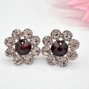 Vintage Crystal Regency Stud Earrings High Wattage Brilliant Sparkle Floral Icy